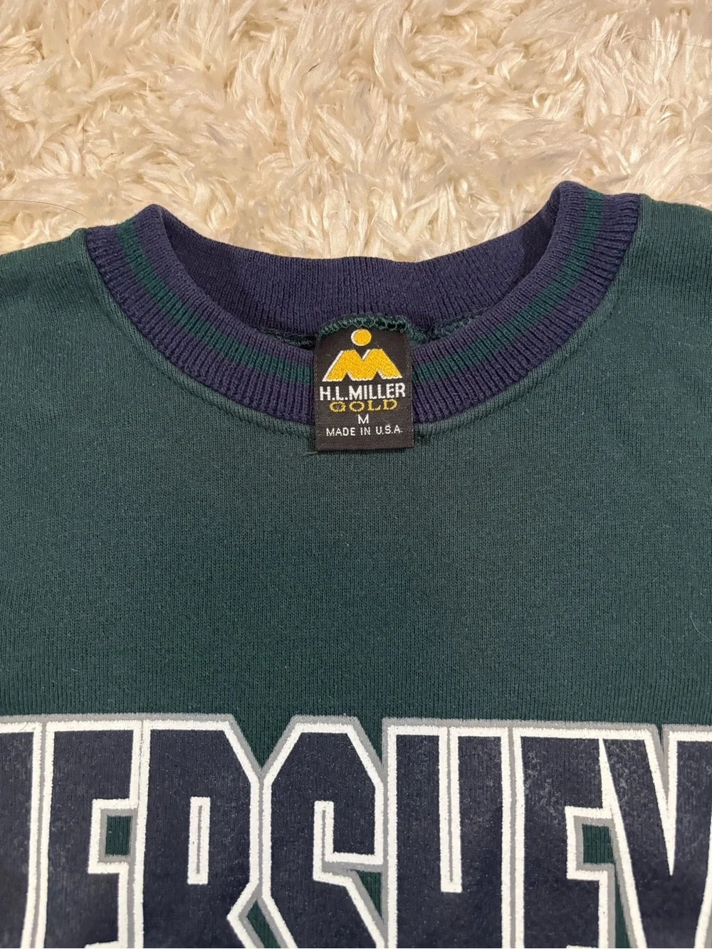 VTG 90’s Colorblock Green & Navy Crewneck Sweatshirt - Classic Logo-Medium